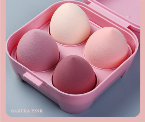 Egg Carton Container Beauty Blender Sponge 4pc Set